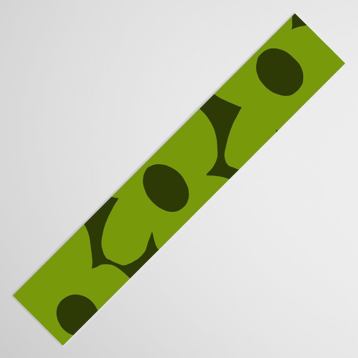 Large Green Retro Flowers - Green Petals on Dark Green Background #decor #society6 #buyart Table Runner Gallery Image 3