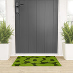 Large Green Retro Flowers - Green Petals on Dark Green Background #decor #society6 #buyart Welcome Mat Gallery Image 3