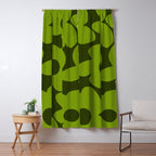 Large Green Retro Flowers - Green Petals on Dark Green Background #decor #society6 #buyart Window Curtain Gallery Image 5