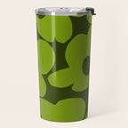 Large Green Retro Flowers - Green Petals on Dark Green Background #decor #society6 #buyart Travel Mug Gallery Image 2