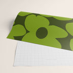 Large Green Retro Flowers - Green Petals on Dark Green Background #decor #society6 #buyart Wrapping Paper Gallery Image 2