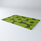 Large Green Retro Flowers - Green Petals on Dark Green Background #decor #society6 #buyart Rug Gallery Image 3