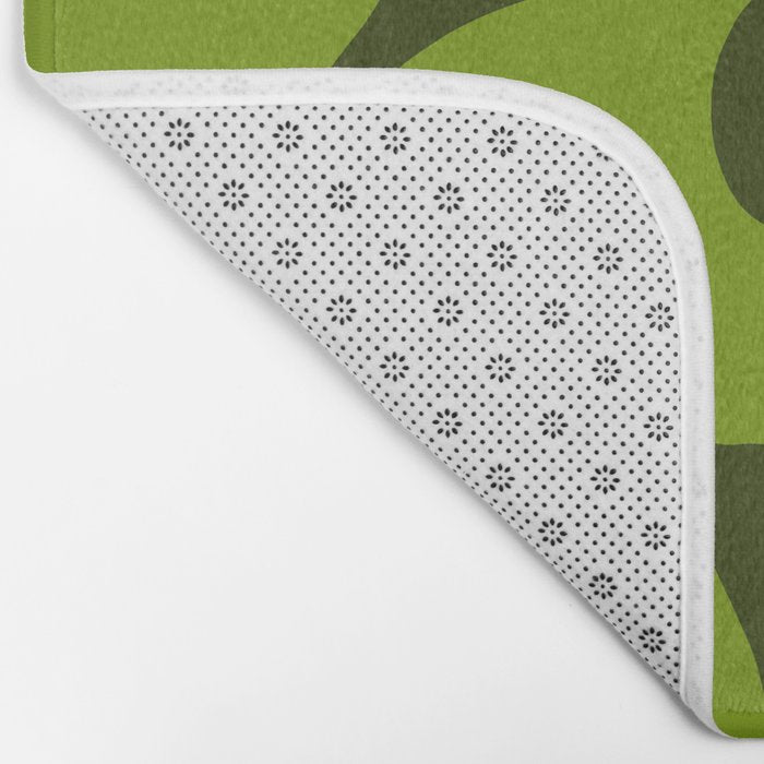 Large Green Retro Flowers - Green Petals on Dark Green Background #decor #society6 #buyart Bath Mat Gallery Image 2