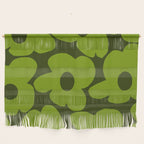 Large Green Retro Flowers - Green Petals on Dark Green Background #decor #society6 #buyart Wall Hanging Gallery Image 1