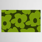 Large Green Retro Flowers - Green Petals on Dark Green Background #decor #society6 #buyart Tablecloth Gallery Image 2