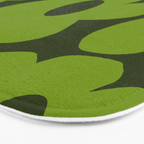 Large Green Retro Flowers - Green Petals on Dark Green Background #decor #society6 #buyart Bath Mat Gallery Image 3