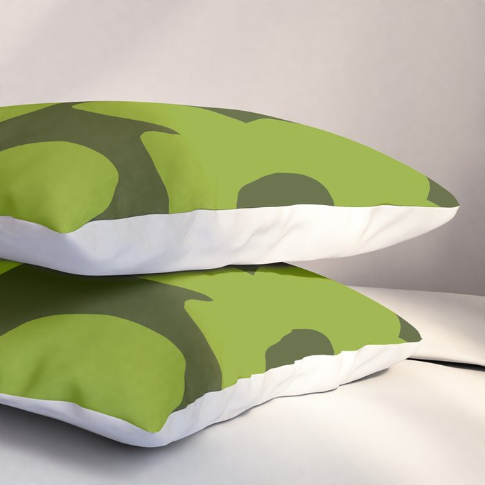 Large Green Retro Flowers - Green Petals on Dark Green Background #decor #society6 #buyart Pillow Sham Gallery Image 3