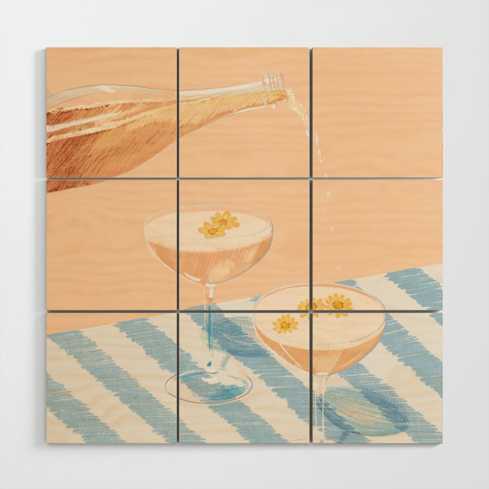 summer wine time illustartion  Wood Wall Art Gallery Image 1