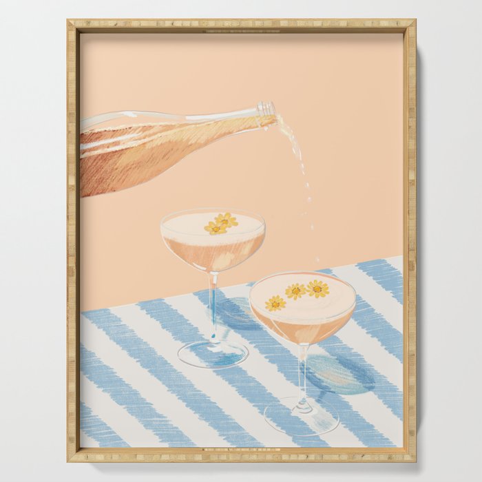 summer wine time illustartion  Serving Tray Gallery Image 1