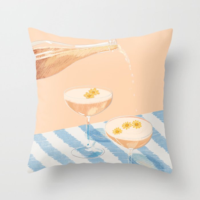 summer wine time illustartion  Throw Pillow Gallery Image 6