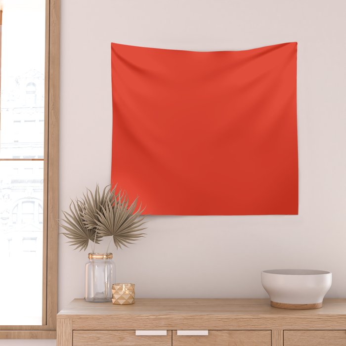 Tomato Red Solid Color Wall Tapestry Gallery Image 2