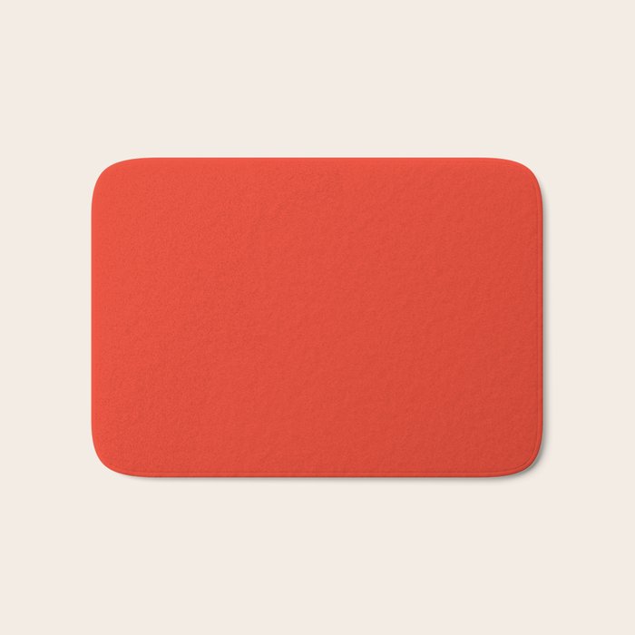 Tomato Red Solid Color Bath Mat Gallery Image 1