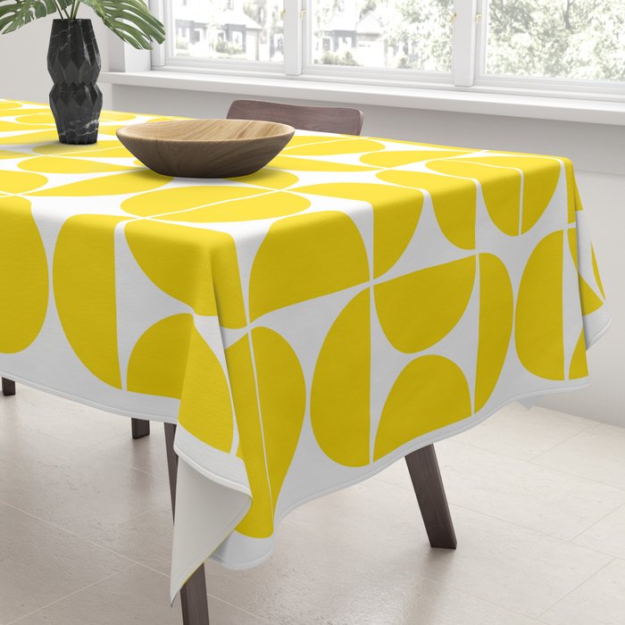 Mid Century Modern Geometric 04 Lemon Yellow Tablecloth Gallery Image 3