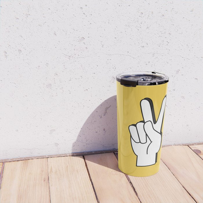 Peace Sign yellow Travel Mug Gallery Image 4