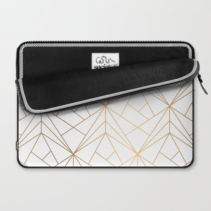 Geometric Gold Pattern With White Shimmer Laptop Sleeve Gallery Image 2