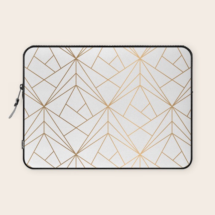 Geometric Gold Pattern With White Shimmer Laptop Sleeve Gallery Image 1