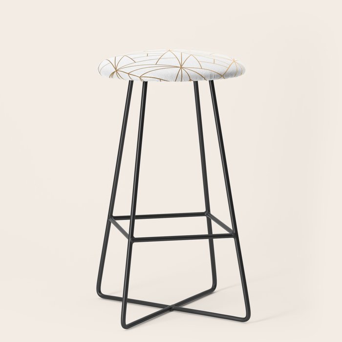 Geometric Gold Pattern With White Shimmer Stool Gallery Image 1