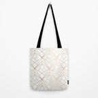 Geometric Gold Pattern With White Shimmer Tote Bag Gallery Image 2