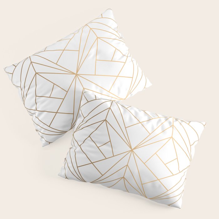 Geometric Gold Pattern With White Shimmer Pillow Sham Gallery Image 3