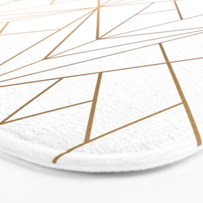 Geometric Gold Pattern With White Shimmer Bath Mat Gallery Image 3