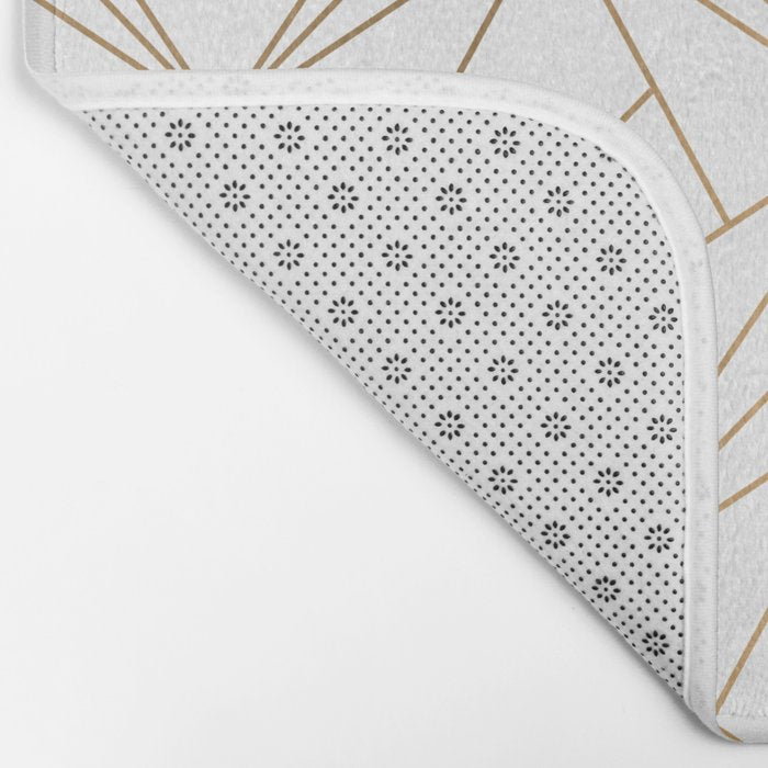 Geometric Gold Pattern With White Shimmer Bath Mat Gallery Image 2
