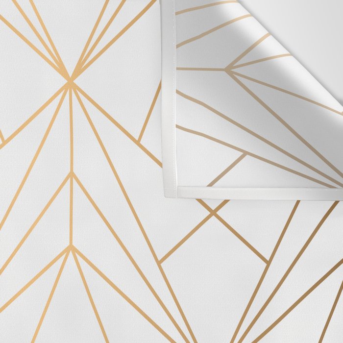Geometric Gold Pattern With White Shimmer Wall Tapestry Gallery Image 3