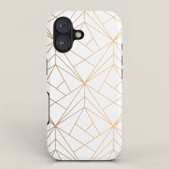 Geometric Gold Pattern With White Shimmer iPhone Case Gallery Image 1