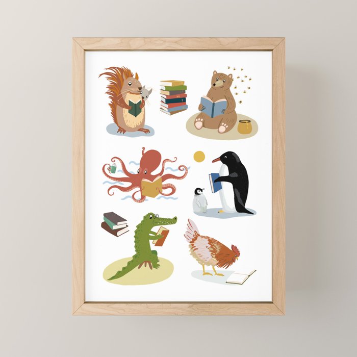 Animal Readers Mini Art Print Gallery Image 1