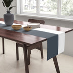 Gradient Stripes Minimalist Color Block in White, Navy Blue, Gray, and Mustard Table Runner Gallery Image 2