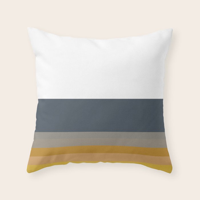 Gradient Stripes Minimalist Color Block in White, Navy Blue, Gray, and Mustard Throw Pillow Gallery Image 1