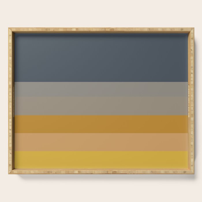 Gradient Stripes Minimalist Color Block in White, Navy Blue, Gray, and Mustard Serving Tray Gallery Image 1