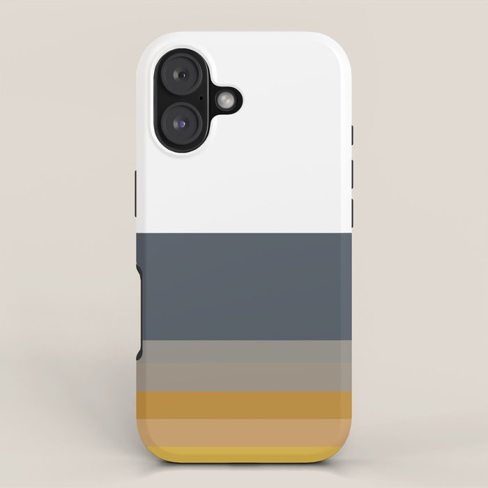 Gradient Stripes Minimalist Color Block In White, Navy Blue, Gray, And Mustard Iphone Case