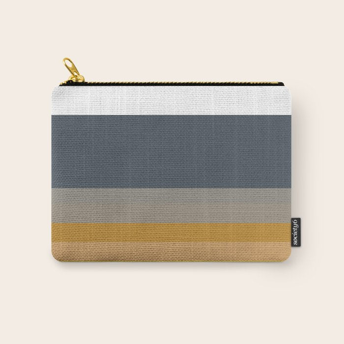 Gradient Stripes Minimalist Color Block in White, Navy Blue, Gray, and Mustard Carry All Pouch Gallery Image 1