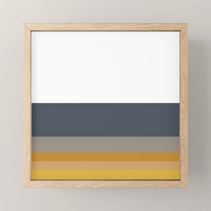 Gradient Stripes Minimalist Color Block in White, Navy Blue, Gray, and Mustard Mini Art Print Gallery Image 1