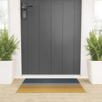 Gradient Stripes Minimalist Color Block in White, Navy Blue, Gray, and Mustard Welcome Mat Gallery Image 3