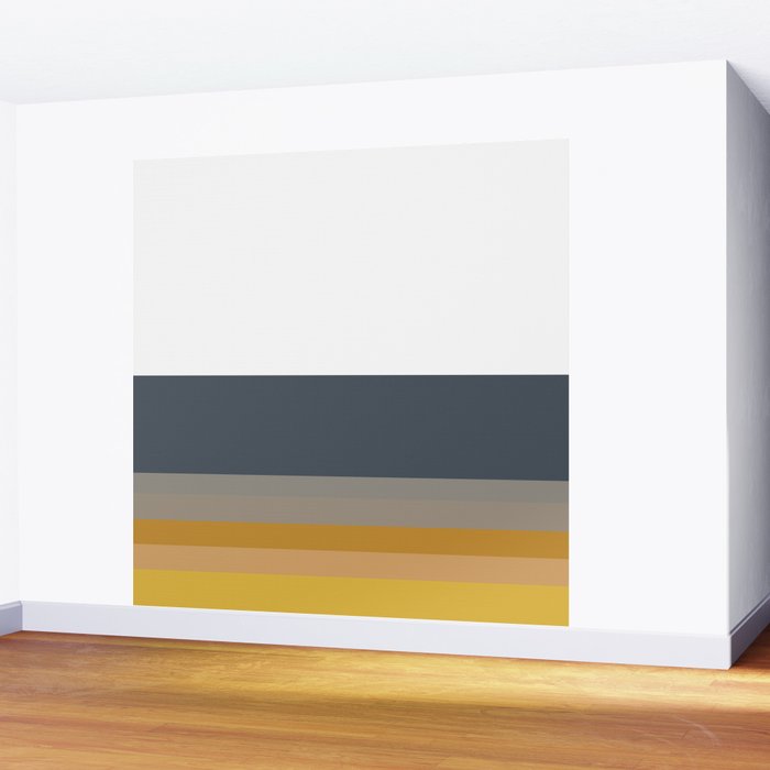 Gradient Stripes Minimalist Color Block in White, Navy Blue, Gray, and Mustard Wall Mural Gallery Image 2