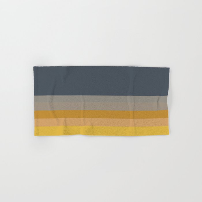 Gradient Stripes Minimalist Color Block in White, Navy Blue, Gray, and Mustard Bath Towel Gallery Image 1