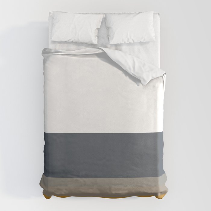 Gradient Stripes Minimalist Color Block in White, Navy Blue, Gray, and Mustard Duvet Cover Gallery Image 6