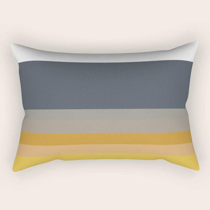 Gradient Stripes Minimalist Color Block in White, Navy Blue, Gray, and Mustard Rectangular Pillow Gallery Image 2
