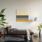 Gradient Stripes Minimalist Color Block in White, Navy Blue, Gray, and Mustard Wood Wall Art Gallery Image 2
