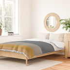Gradient Stripes Minimalist Color Block in White, Navy Blue, Gray, and Mustard Duvet Cover Gallery Image 2