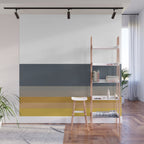 Gradient Stripes Minimalist Color Block in White, Navy Blue, Gray, and Mustard Wall Mural Gallery Image 1