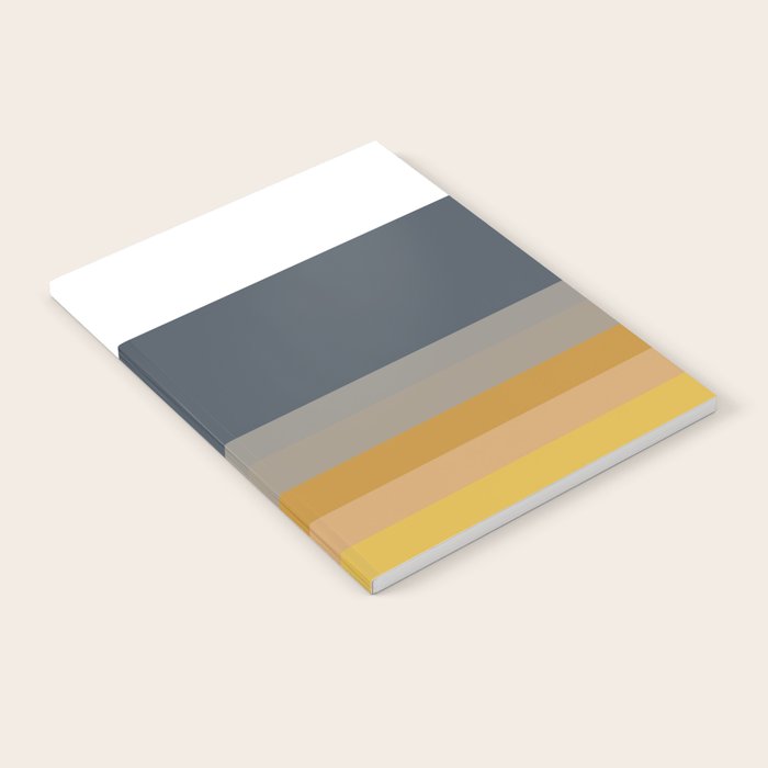 Gradient Stripes Minimalist Color Block in White, Navy Blue, Gray, and Mustard Notebook Gallery Image 1