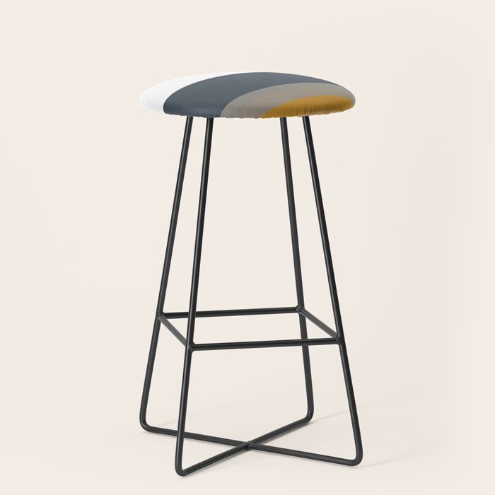 Gradient Stripes Minimalist Color Block in White, Navy Blue, Gray, and Mustard Stool Gallery Image 1