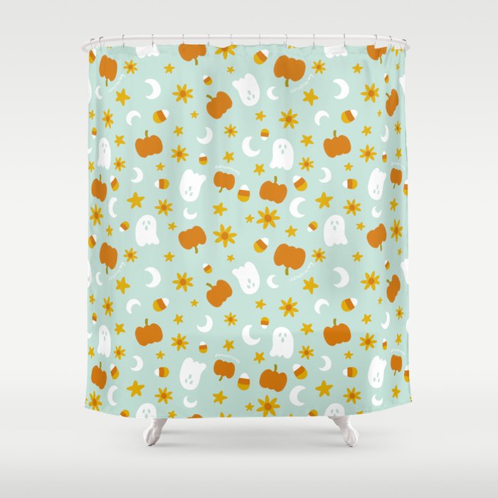 Is It Fall Yet in Blue Shower Curtain Gallery Image 1