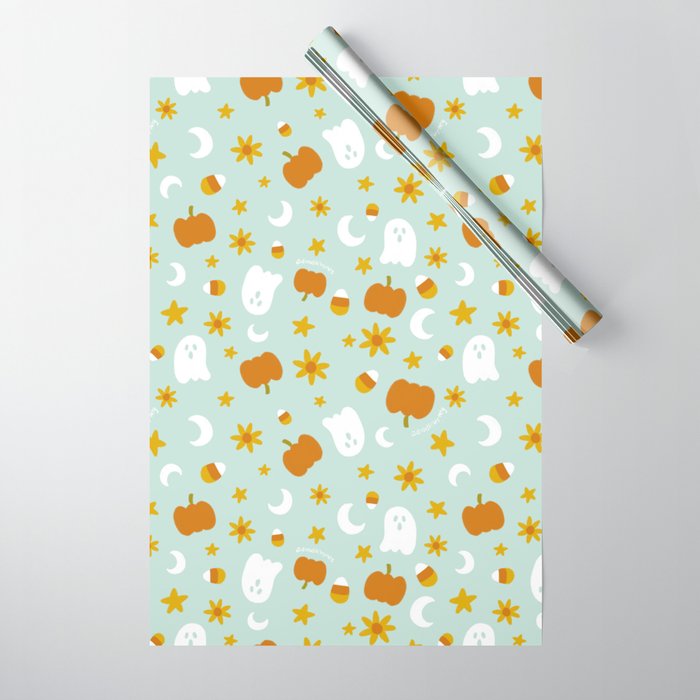 Is It Fall Yet in Blue Wrapping Paper Gallery Image 1