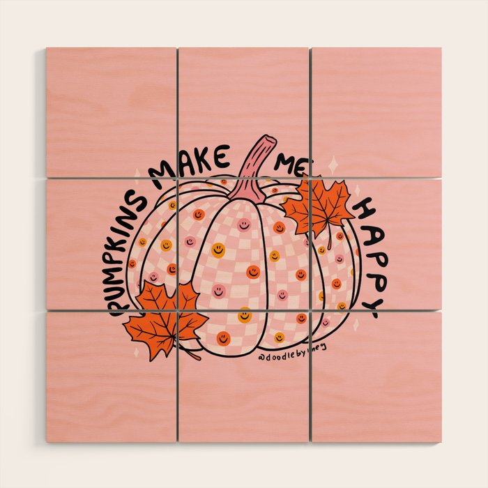 Pumpkins Make Me Happy Wood Wall Art Gallery Image 1