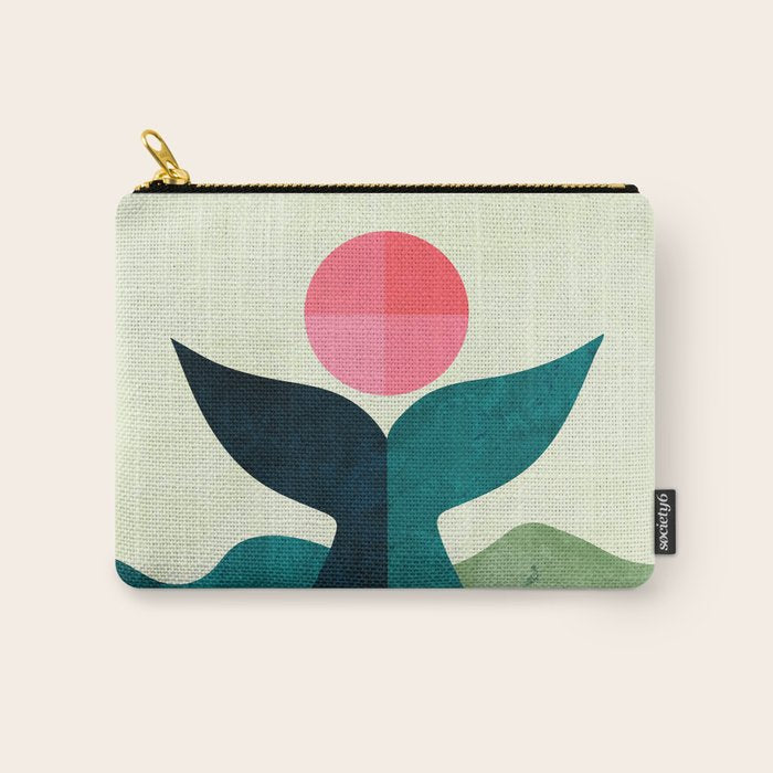 mid century whale sun sea Carry All Pouch Gallery Image 1