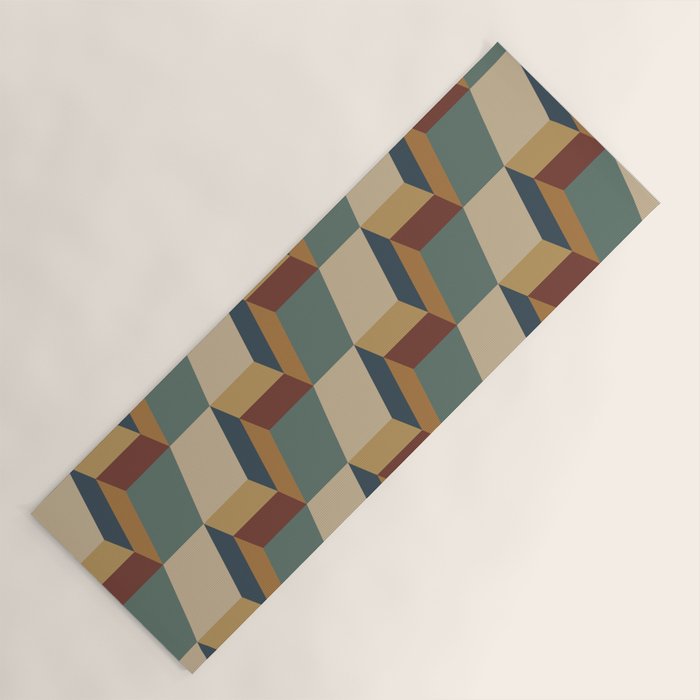 Cuboid Geometric Abstract Shapes Pattern X Yoga Mat Gallery Image 1