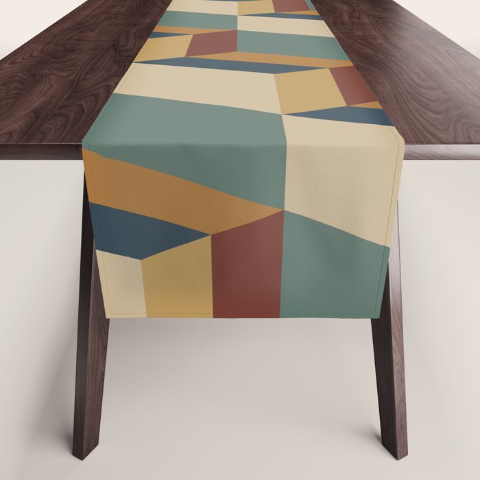 Cuboid Geometric Abstract Shapes Pattern X Table Runner Gallery Image 1
